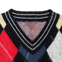 AiNear Vente en gros de logo personnalisé Design Oem & Odm sans manches col en V graphique Argyle Pull gilet en cachemire pour hommes