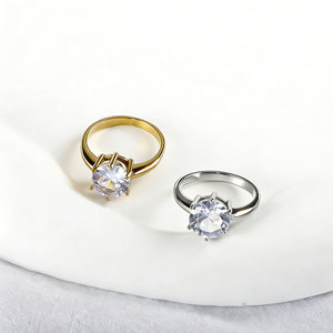 แหวนกันน้ำไม่หมอง คุณภาพดี ชุบทอง 14k 18k PVD แหวนสแตนเลส 316L ประดับเพชรซิคอน แหวนหมั้นสำหรับผู้หญิง - Product Image 1