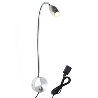 Applique murale LED tactile à intensité variable 3W, lampe de lecture murale USB flexible pour chevet, hôtel, tête de lit