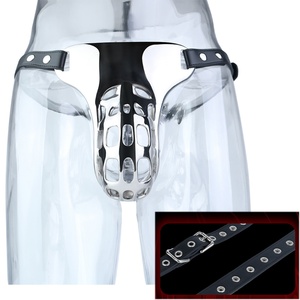 Metal Chastity Cage <b>Belt</b> for Men, Breathable Stainless Steel Design with Adjustable Waist Straps - Product Image 1