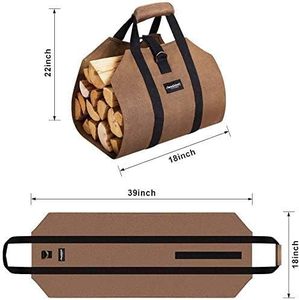 Sac de transport en toile pour bûches, organisateur, robuste, grand, durable, pour bois de chauffage, sac de rangement imperméable, droit - Product Image 4
