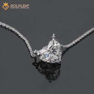 Collar con Colgante de Diamante Cultivado en Laboratorio, Corte Corazón, Oro Blanco de 14k, D VVS, para Compromiso, Boda o Fiesta, Personalizado y Clásico - Product Image 3