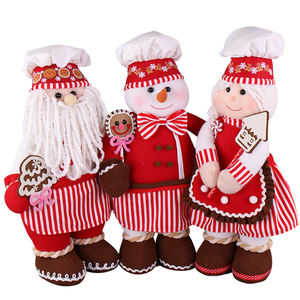 Zaves 14 \ "Mignon Article De Noël Debout Père Noël Bonhomme De Neige Granny Claus Chef Élément Corne Rouge Blanc Rayures Artisanat Usine - Product Image 2