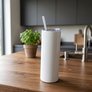 Double Wall Vacuum Insulated Stainless Steel Tumbler With Leak-Proof <b>Plastic</b> <b>Straw</b>, 20Oz - Product Image 3