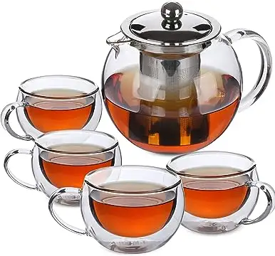 चायदानी गिलास कप चाय केटल्स सेट Stovetop Infuser के साथ चाय के बर्तन