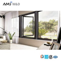 Ventanas Americanas con Rotura de Puente Térmico NFRC, Doble Acristalamiento, Vidrio Templado, Anodizadas, Resistentes a Huracanes para Casas, Tipo Abatible