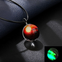 Collier pendentif en verre cabochon de haute qualité, planètes lumineuses qui brillent dans le noir, nébuleuse, Mercure, Vénus, Terre, Mars, Jupiter