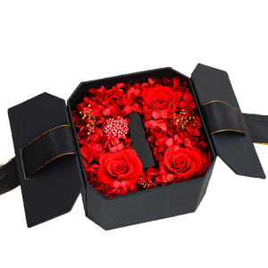 Custom immortality creative lipstick box Valentine birthday day gift flower box rose in box for girlfriend