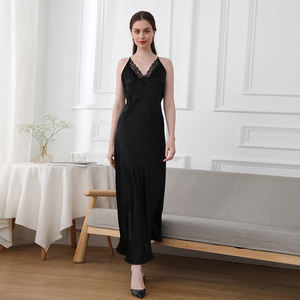 Abbigliamento da notte in pura seta della migliore qualità 100% abito da notte in seta di gelso senza maniche abiti di seta Sexy per le signore - Product Image 1