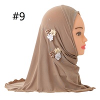 Voiles instantanés brodés de fleurs pour enfants musulmans, couvre-cou, hijabs et châles pour filles de 2 à 6 ans avec strass