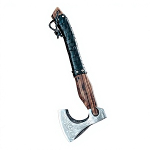 Hacha de acero al carbono OEM diseñada con mango de madera dura para cortar leña al aire libre, preparar leña para acampar, hacha en venta. - Product Image 1