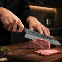 Nouveauté - Couteau de cuisine professionnel Kiritsuke à manche octogonal en bois à motif ondulé, 8 pouces, forgé en acier japonais VG10