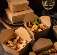 Boîte à lunch pliable carrée en papier kraft pour vendeurs de street food, conteneur à emporter pour frites, sucre, sushi, en gros