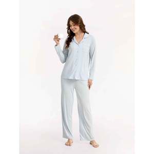 Custom Breathable <b>Knitted</b> Women's Lightweight Sleepwear Cotton Sleepwear Women Tencel Modal Pajama Set Vietnam Wholesale - Product Image 3