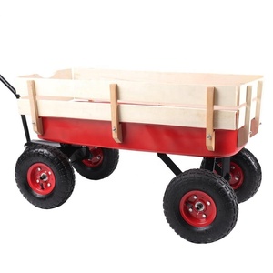 Carro <span class=keywords><strong>de</strong></span> acero clásico para niños, carro <span class=keywords><strong>de</strong></span> <span class=keywords><strong>madera</strong></span> para playa, jardín, patio, carro infantil <span class=keywords><strong>con</strong></span> rueda neumática todo terreno - Product Image 4