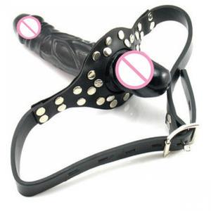 مزدوج رؤساء دسار والعتاد الرقيق الفم الكمامة القضيب دسار الكمامة القطار مع قفل النساء الفم الجنس المكونات الفم BDSM عبودية الجنس لعب - Product Image 3