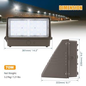 Wall Light Fixture 20250LM 125W CCT Tunable <b>Outdoor</b> Full Cutoff Square Polycarbonate Led Wall Pack with Photocell - Product Image 6