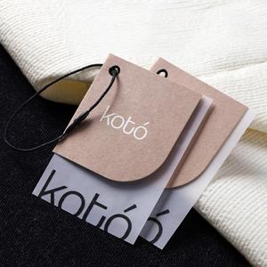 Custom Printed Logo Eco-Friendly Customized Special Shape Middle Folded Kraft Paper Semi-Transparent Hangtag Set Eyelet <strong>Tags</strong> - Product Image 1