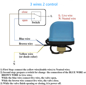 TMOK RTS DN15 1/2 "<span class=keywords><strong>3</strong></span> fili 2 controllo T L tipo <span class=keywords><strong>3</strong></span> vie valvola elettrica motorizzata acqua con attuatore blu - Product Image 4