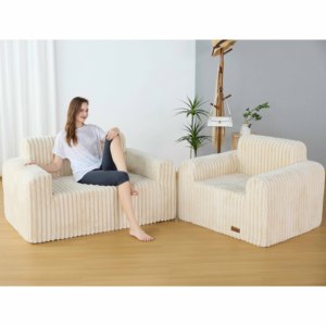 Canapé pouf japonais de luxe deux places moderne <span class=keywords><strong>en</strong></span> éponge haute densité, confortable, avec housse <span class=keywords><strong>en</strong></span> fausse fourrure amovible et compressible - Product Image 2