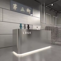 Vente directe d'usine, comptoir de réception en bois, comptoir de réception pour spa, salon, magasin de vêtements, table de caisse avec éclairage LED
