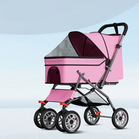 Poussette pliable légère en métal pour animaux de compagnie, pour chiens et chats de petite à moyenne taille, à quatre roues, double couche, portable, utilisable en extérieur toute l'année