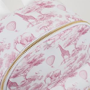 Zaino per Bambini Personalizzato con Ricamo Rosa Blu Safari Chinoiserie Toile De Jouy, Piccolo Zaino in Nylon per Bambini - Product Image 4