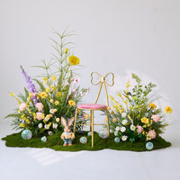 Arrangements floraux artisanaux de style influenceur, fleurs artificielles, décorations en herbe, grandes compositions vertes d'intérieur