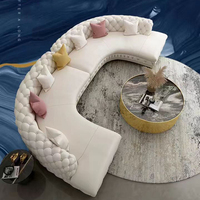 Ensemble de canapés semi-circulaires modernes de luxe en velours, pieds en acier inoxydable, coussins rembourrés en éponge haute résilience, pour hôtels, centres commerciaux et maisons.