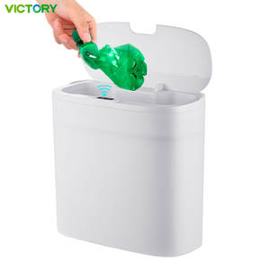 Poubelle murale fine en plastique avec capteur intelligent, ouverture sans contact, couvercle automatique, pour salle de bain et cuisine - Product Image 3