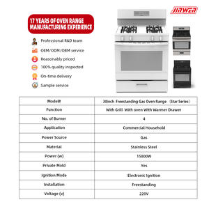 2025 новая индивидуальная 30-дюймовая автономная 4-х дырочная американская газовая электрическая пропановая печь, роскошная плита с 4 конфорками с духовкой - Product Image 2