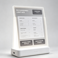 Boîte à lumière LED rechargeable A4 sans fil en alliage d'aluminium, haute luminosité 2000 lumens, résistante à l'eau, pour restaurant, café, alimentation