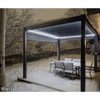 Pergola bioclimatique en aluminium anti-typhon personnalisée, toit à lames orientables motorisé avec bande lumineuse LED pour terrasse extérieure