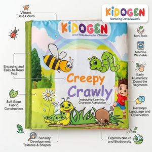 Livre en tissu sur les insectes KIDOGEN pour enfants |   Livre d'apprentissage sur les insectes et les animaux à quatre pattes |   Identification des papillons, des fourmis, des abeilles et des coléoptères - Product Image 2