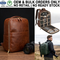 Sac à dos pour objectif d'appareil photo reflex numérique en cuir microfibre vegan résistant à l'eau, OEM, ODM, marque privée, logo personnalisé, fabricant sur mesure