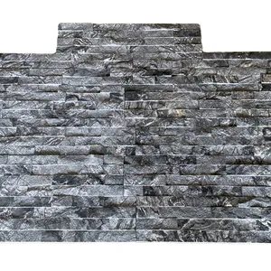 Cheap Price Culture Stone Office Building Exterior Wall Cladding Suppliers Black Slate Fireplace