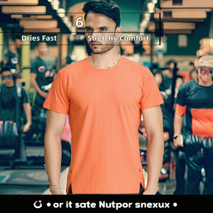 T-shirt de sport en polyester et élasthanne, 6 couleurs, tricoté, écologique, respirant, séchage rapide, élastique, uni, pour homme, idéal pour la gym - Product Image 2