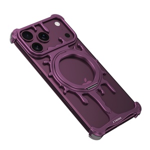 เคสโทรศัพท์แม่เหล็กแบบไร้ขอบ อลูมิเนียมอัลลอยด์สั่งทำพิเศษ สำหรับ iPhone 18 14 15 16 17 Pro Max พร้อม 360 °   ฝาครอบกันกระแทกแบบมีขาตั้ง - Product Image 1