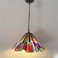 Lustre suspendu LED en verre teinté européen multicolore artisanal de 16 pouces, petite taille pour salle à manger/salon/chambres