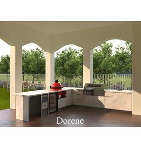 Cucina da Esterno a <span class=keywords><strong>L</strong></span> di Lusso Dorene 2026 con Set Kamado e Coperchio, <span class=keywords><strong>Isola</strong></span> per Blackstone, Joe Roof Grill, Griddle e Frigorifero - Product Image 2
