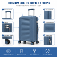 Valise rigide en PP gris, ensemble de voyage, fabricant certifié BSCI, poignée de transport, assortiment de rangement, stockage imbriqué