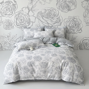 Set Quattro Pezzi in Cotone a Fibra Lunga Personalizzabile con Stampa Digitale, Lussuoso Copripiumino in Puro Cotone Pettinato Singolo/Matrimoniale - Product Image 4