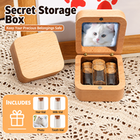 Boîte commémorative en bois pour animaux de compagnie, personnalisable avec gravure photo, pour ranger poils, dents, cendres, souvenirs de chats et chiens