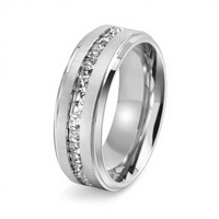 Bague tendance en acier inoxydable avec zircon géométrique carré, design cercle unique, pour mariage, haute couture M360