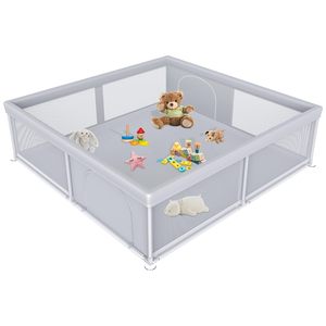 Vườn chơi trẻ em cỡ lớn trong nhà/ngoài trời, di động, khu vui chơi cho trẻ sơ sinh, cũi trẻ em với vách ngăn kiểu gỗ, hàng rào bảo vệ trẻ em - Product Image 1