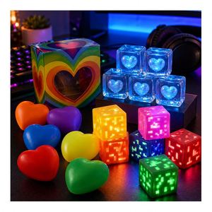 Creative Glow in Dark Heart Cube <b>Toy</b> Soft Squeeze Ball Squishy Stress Relief Sensory Fidget Office <b>Desk</b> Export - Product Image 1