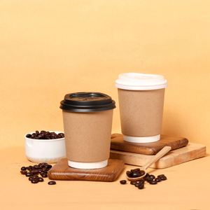แก้วกาแฟชาแบบใช้แล้วทิ้งสองชั้นปรับแต่งได้ วัสดุรีไซเคิลเกรดอาหาร พิมพ์ลายตามสั่ง เป็นมิตรกับสิ่งแวดล้อม บรรจุภัณฑ์แบบนำกลับบ้าน - Product Image 2