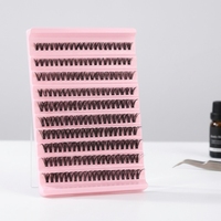 B&O DIY Cluster Lash Kit Lem Bulu Mata Alami Lembut Mega Volume 10D-20D 12 Baris PBT Buatan Tangan Kluster Bulu Mata Serat Ultra Tipis Panjang Campuran