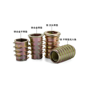 Écrous à filetage interne et externe M4 M5 M6 M8 M10 pour meubles et menuiserie, écrous hexagonaux encastrés en alliage de zinc et acier - Product Image 1
