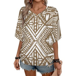 T-shirt da donna Plus-Size su misura con Logo personalizzato stile estivo da donna a maniche corte stile t-shirt polinesiano - Product Image 2